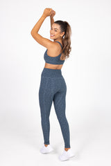 Sweat Resistant Activewear, high waisted blue leopard full length tights, high waisted full length leggings, Idea Athletic Australia