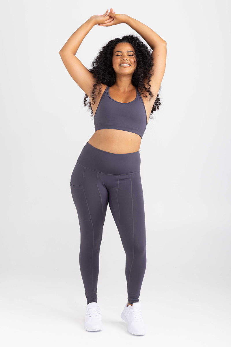 Strappy Back Activewear Crop - Slate Grey | Sweat Resistant Activewear by Idea Athletic Australia