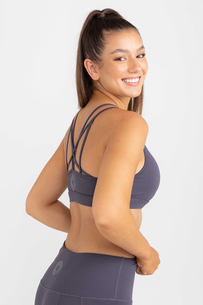 Strappy Back Activewear Crop - Slate Grey | Sweat Resistant Activewear by Idea Athletic Australia