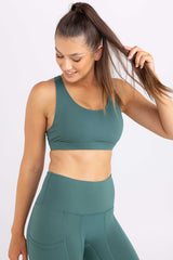 Classic Racer Back Sweat Resistant Activewear Crop - Teal Dream