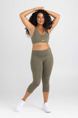 Cross Back, Key Hole Crop / Sports Bra - Military Green by Idea Athletic - Australian Activewear Brand