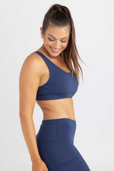 Sweat Resistant Activewear | Classic Racer Back Crop - Luxe Navy Blue