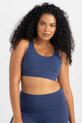 Sweat Resistant Activewear | Classic Racer Back Crop - Luxe Navy Blue