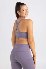 Cross Back, Key Hole Crop - Twilight Lavender | Sweat resistant activewear by Idea Athletic Australia