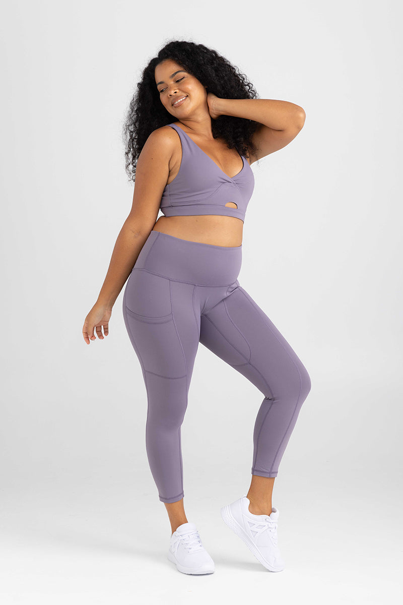 Cross Back, Key Hole Crop - Twilight Lavender | Sweat resistant activewear by Idea Athletic Australia