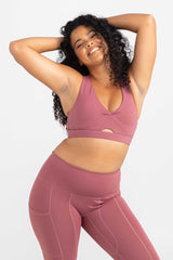 Dusty Rose - Cross Back Keyhole Crop Sports Bra | Idea Athletic Australian Activewear Brand