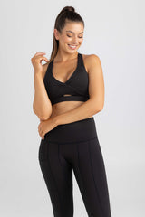 invisiSweat Cross Back, Key Hole Crop - Charcoal Black