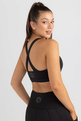 invisiSweat Cross Back, Key Hole Crop - Charcoal Black