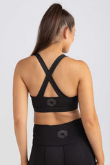 invisiSweat Cross Back, Key Hole Crop - Charcoal Black