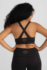 invisiSweat Cross Back, Key Hole Crop - Charcoal Black