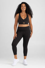 invisiSweat Cross Back, Key Hole Crop - Charcoal Black