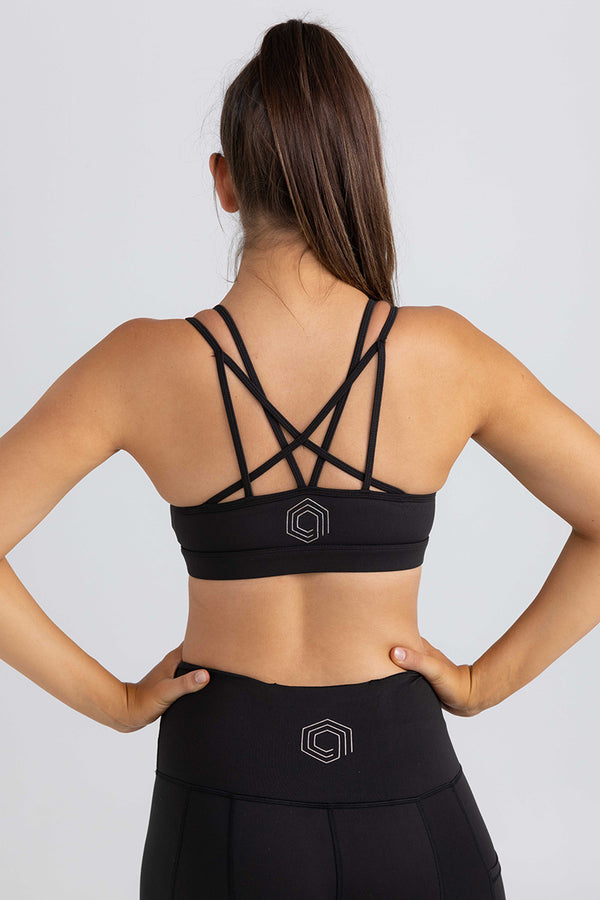 invisiSweat Strappy Back Crop - Charcoal Black