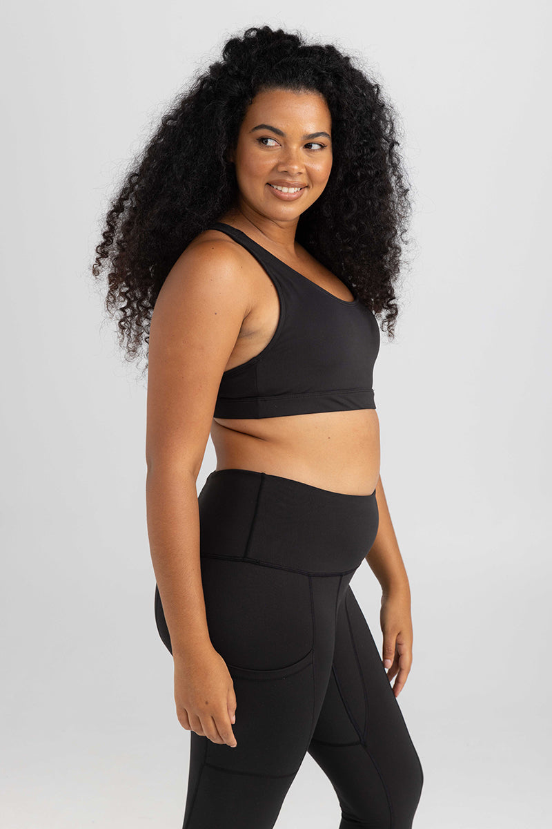 invisiSweat Classic Racer Back Crop - Charcoal Black