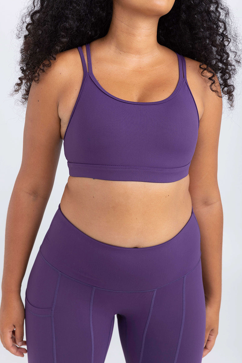 Strappy Back Crop - Deep Aubergine | Sweat resistant activewear by Idea Athletic Australia