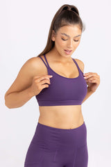 Strappy Back Crop - Deep Aubergine | Sweat resistant activewear by Idea Athletic Australia